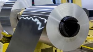 a roll of aluminum in a factory