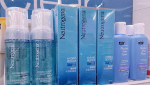 An image of Neutrogena products stocked on a shelf