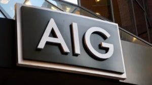 American International Group (AIG) logo on a corporate building