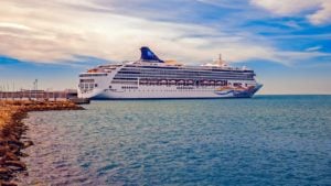 a large Norwegian Cruise Lines ship in the ocean