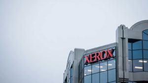 A Xerox (XRX) sign on an office building in Montreal, Canada.