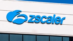 Zscaler (ZS) logo in the company building