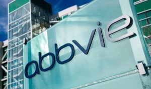 ABBV stock Abbvie logo outside of a building