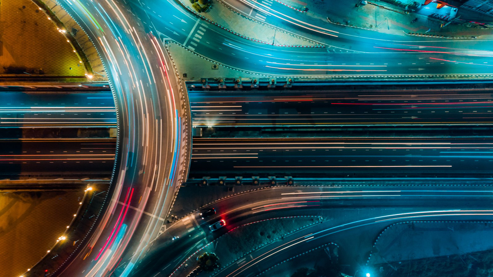 a highway interchange as viewed from above