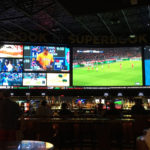 Interior of a sports gambling facility in Las Vegas. sports betting stocks