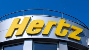 Hertz stock sign in Montevrain, France on May 8, 2016.