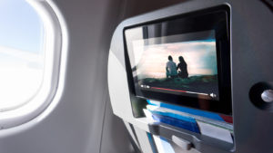 movie playing during flight
