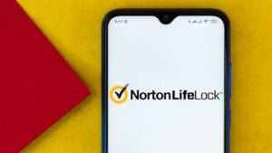 a smartphone running NortonLifeLock (NLOK) software