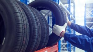 Tires on a rack