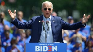 Former Vice President Joe Biden speaking to a crowd in Philadelphia in May 2019.