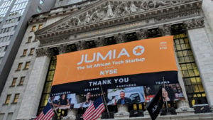 Jumia (JMIA) banner at the New York Stock Exchange