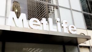 the MetLife logo displayed on the outside of a building