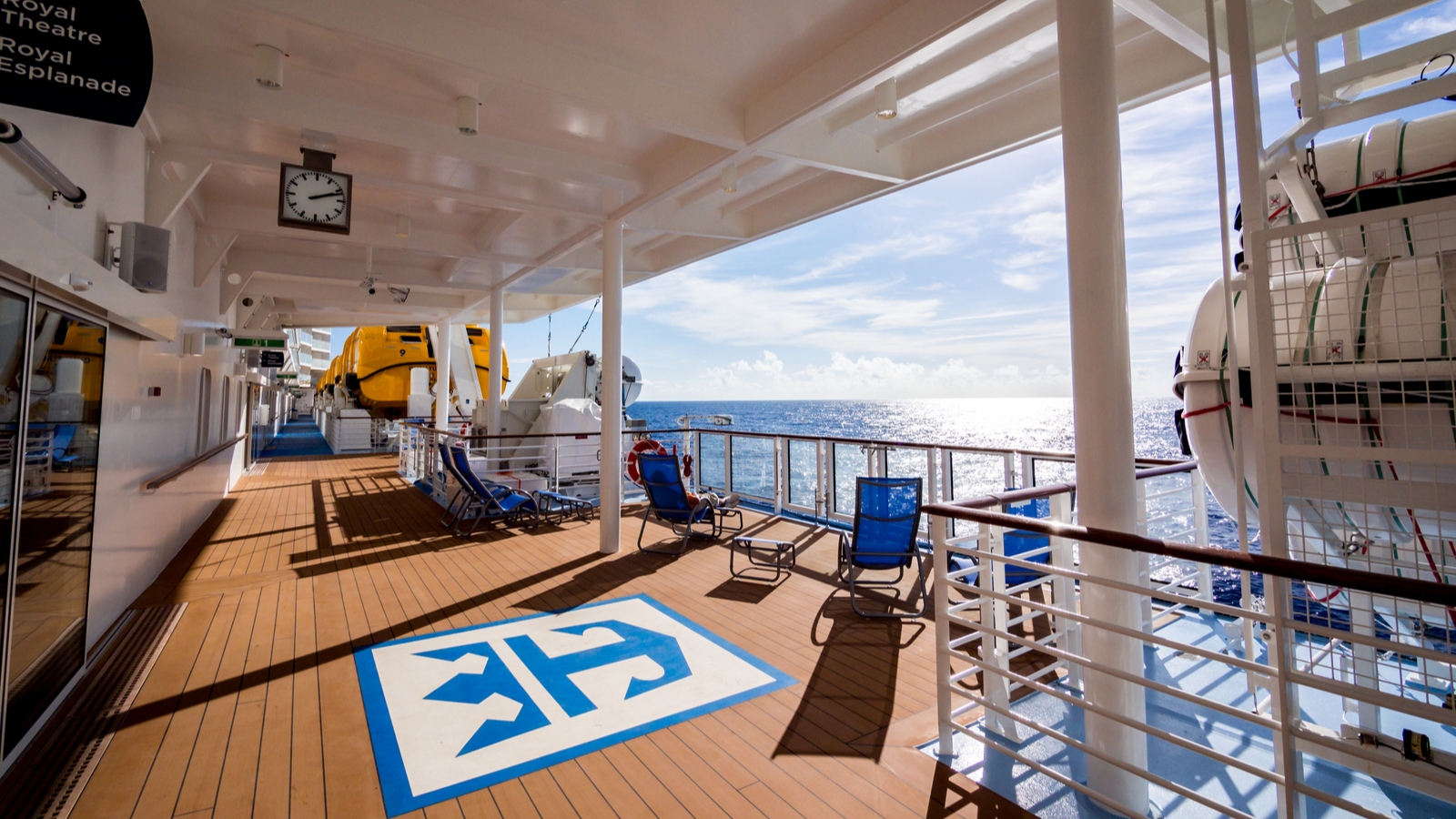 Deck of a Royal Caribbean (RCL Stock) cruise ship looking over the ocean