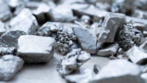 Chunks of silver sitting on a table