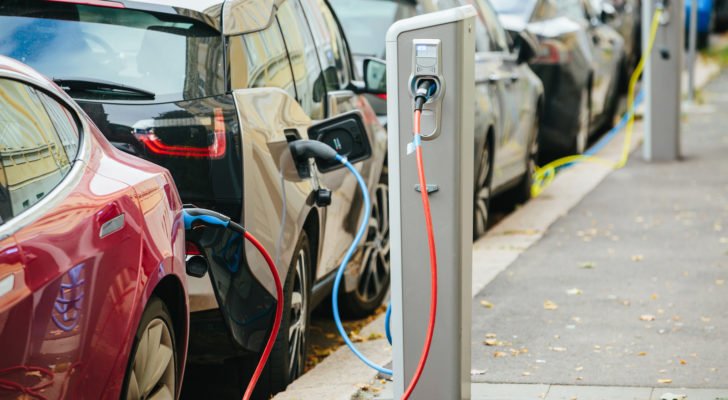 electric vehicles charging at a charging station