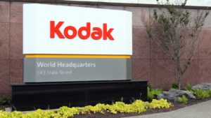 Kodak (KODK) logo on sign at company headquarters