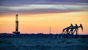 Image of a shale mining location at sunset.