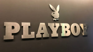 Image of the Playboy (PLBY) logo at the company's Westwood, California headquarters.