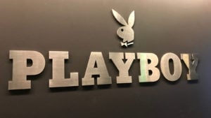 Image of the Playboy (PLBY) logo at the company's Westwood, California headquarters.