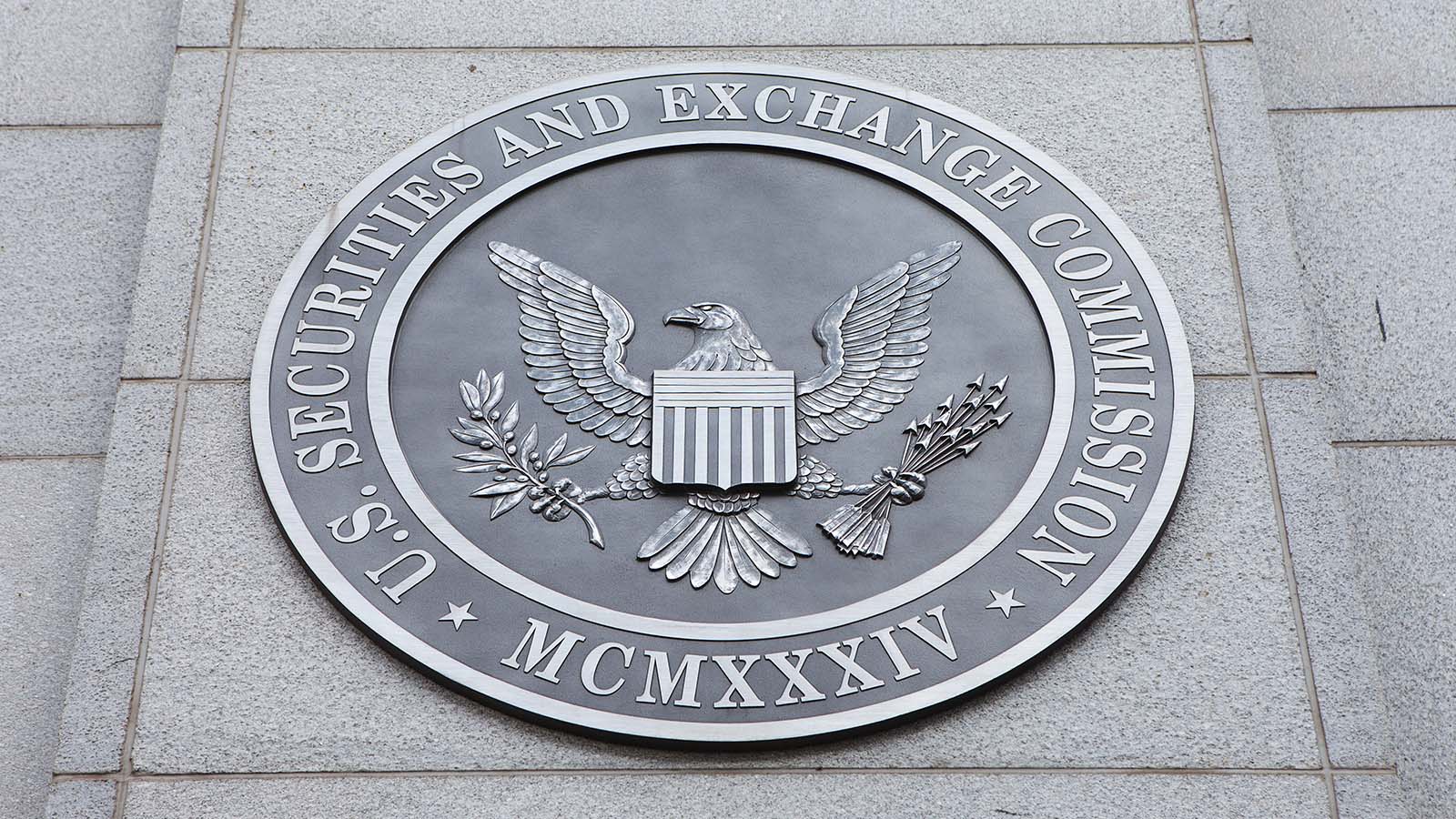 An emblem of the U.S. Securities and Exchange Commission in Washington, DC.