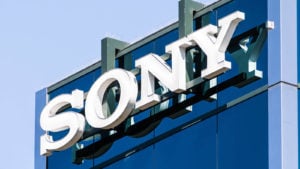Sony (SNE) logo on the side of a building at its offices in Silicon Valley.