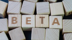 "Beta" spelled out in woodblocks