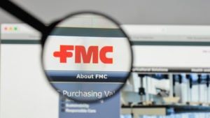 FMC logo on the website homepage FMC stock lithium stocks