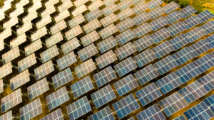 rows of solar panels, representing solar stocks