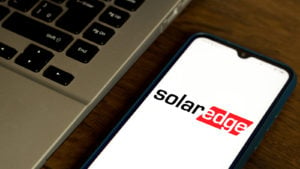 SolarEdge Technologies logo seen displayed on a smartphone R