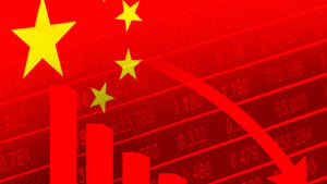 Falling Chinese stocks representing China Evergrande Collapse