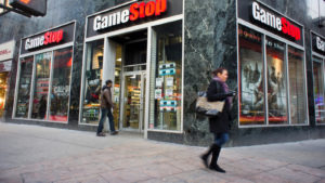 A Gamestop (GME) video game store in the Herald Square shopping district in New York