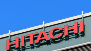 the hitachi logo on a building