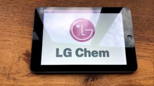 An image of the LG Chem logo on a tablet.