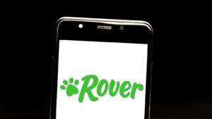 The logo for Rover displayed on a smartphone screen.