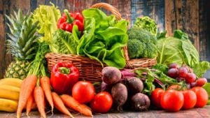 A photo of various raw vegetables.