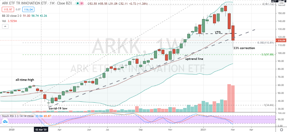 ARK Innovation ETF (ARKK) Significant 33% correction 