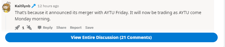 AYTU stock talk on Reddit.