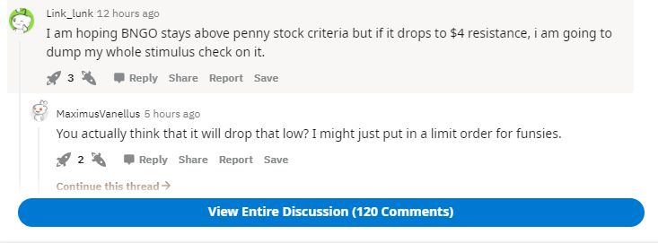 BNGO stock being talked about on Reddit.