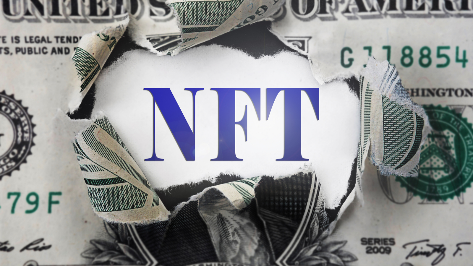 NFT behind dollar bill
