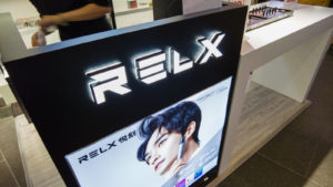 A Relx sign in side one of the company's vape stores.
