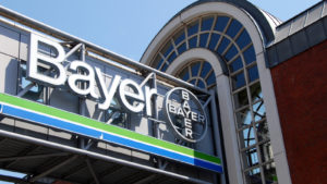 Logo of Bayer AG in Wuppertal, Germany