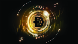 Concept art for Dogecoin (DOGE).