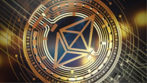 Close up image of a ETH crypto token.