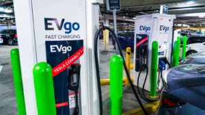 EVgo fast charging station representing EVGO Stock.