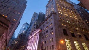 Wall Street in the early morning.