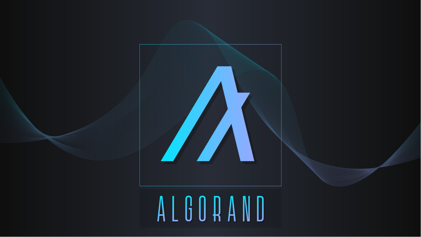 Algorand logo in light blue against a simple dark-colored, futuristic-looking background Algorand Price Predictions