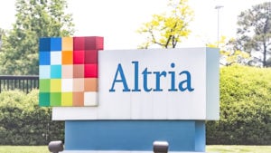 Altria office sign in Virginia capital city tobacco business closeup by road street