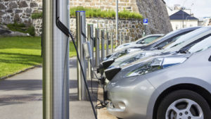 LI stock electric vehicle EV stocks electric vehicles at a recharging station 