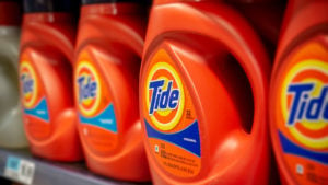 A photo of bottles of Tide detergent from Procter & Gamble (PG) on a store shelf.
