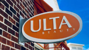 ULTA Stock Ulta Beauty Store Front Sign is located in Laurel Town Center in Laurel, Maryland.
